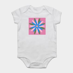 Pink, blue, green, simple, scandi flower Baby Bodysuit